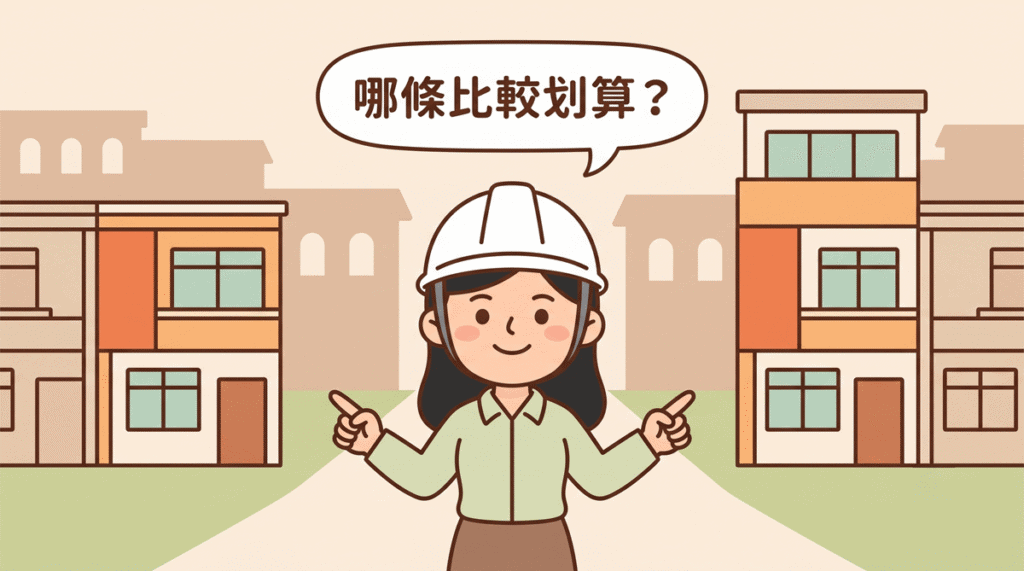 自地自建與危老重建比較插畫